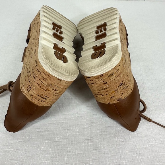 Sorel Women’s size 7 Cameron Light Brown Leather Platform Lace Up Sandals - Picture 11 of 12